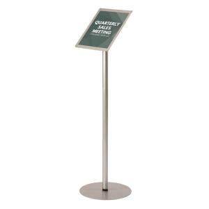 Floor Sign Display w/Rear Literature Pocket - 8.5" x 11" - Letter - Silver